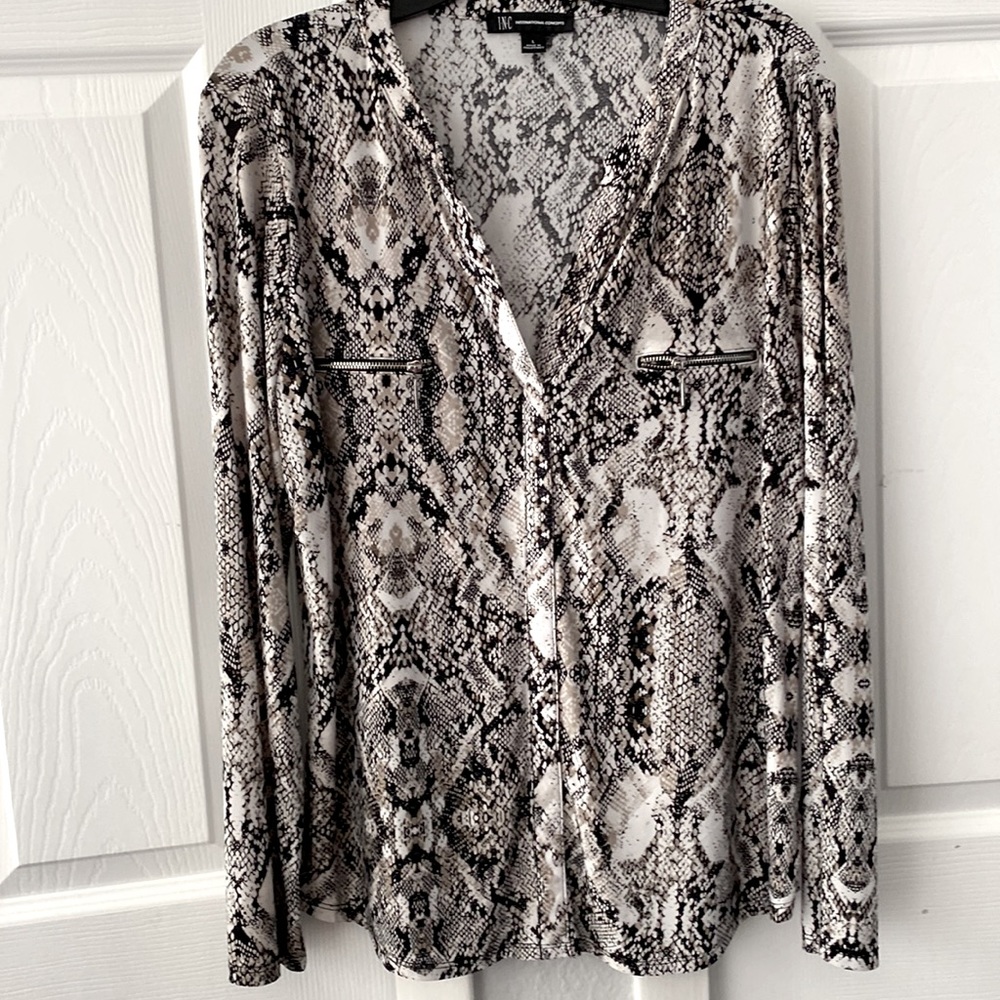 I*N*C Lady’s long sleeved snake-skin print blouse